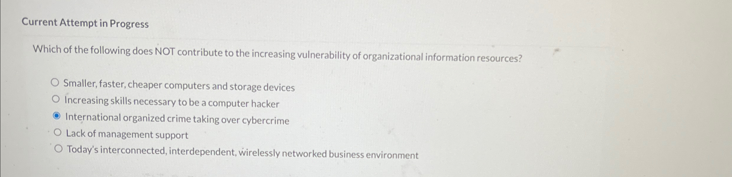 Current Attempt in Progress Which of the