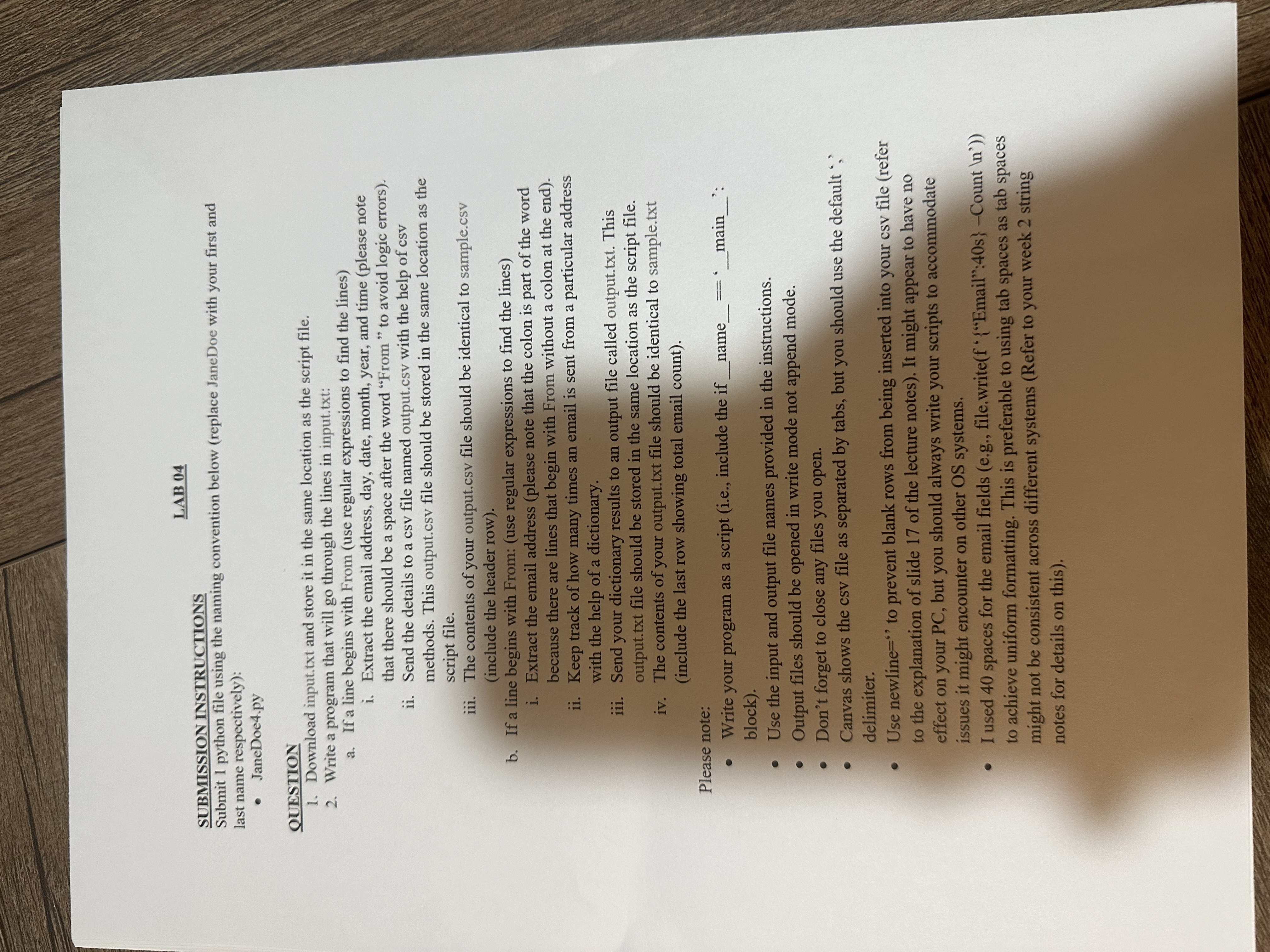 SUBMISSION INSTRUCTIONS Submit 1 python file