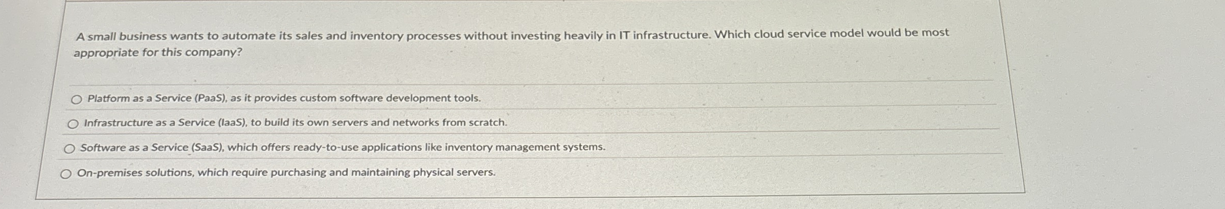 A small business wants to automate its sales and
