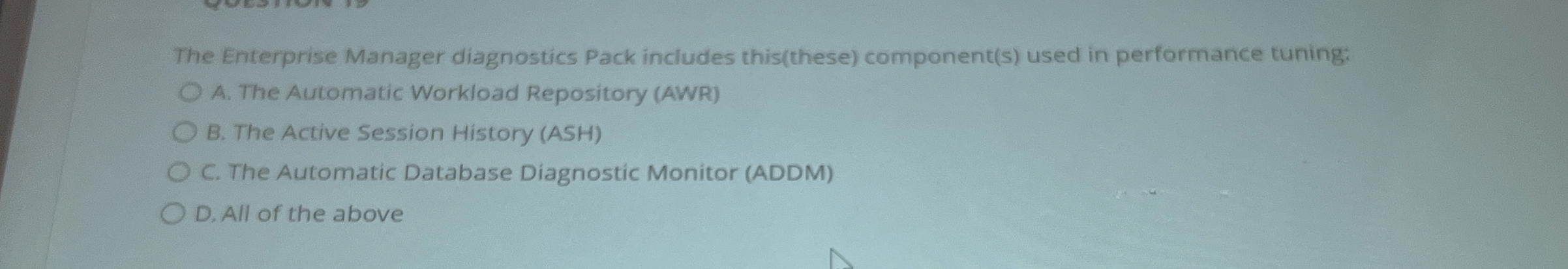 The Enterprise Manager diagnostics Pack includes