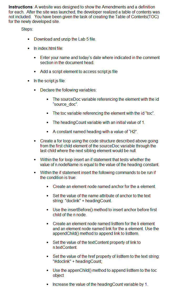 : A website was designed to show the Amendments