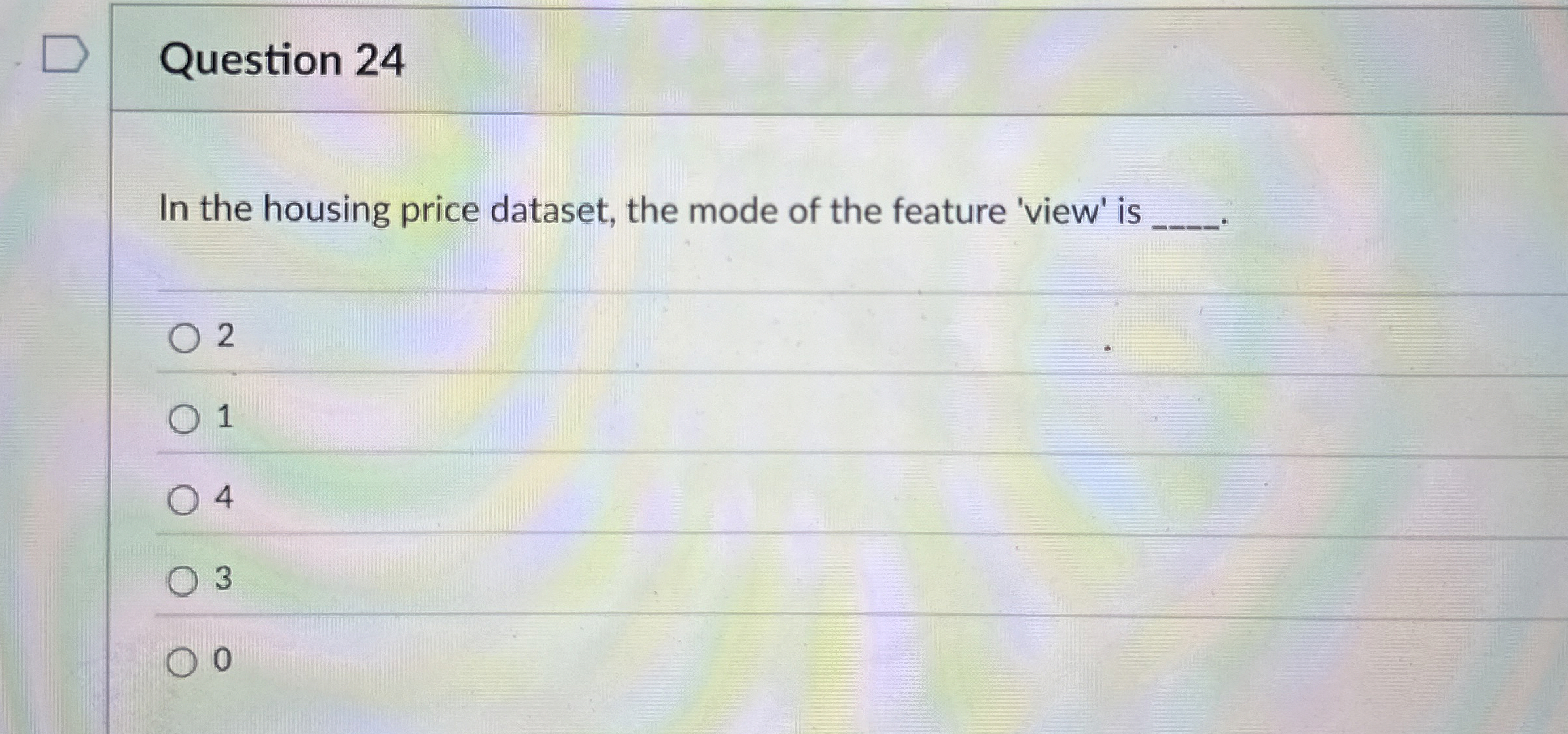 Question 2 4 In the housing price dataset, the
