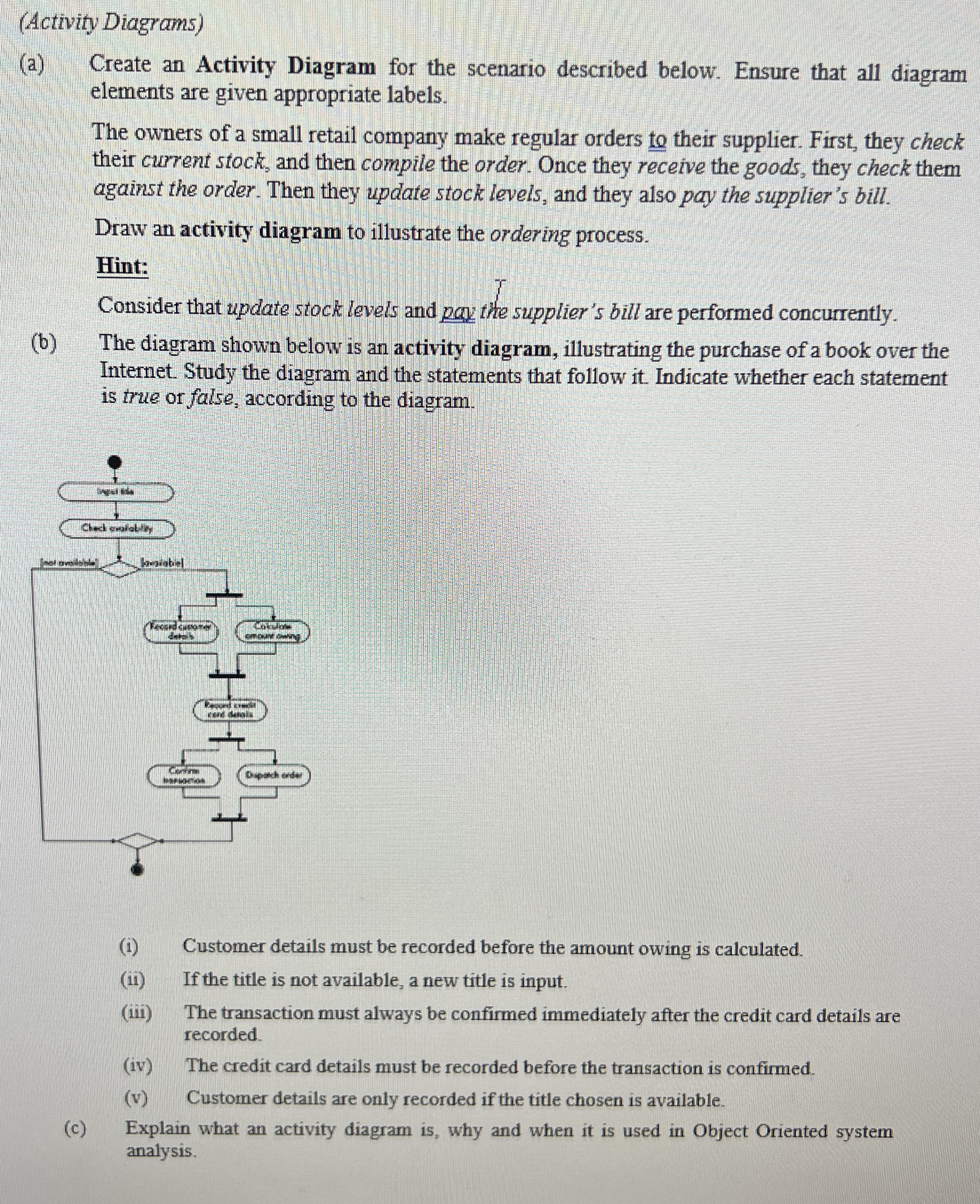 ( Activity Diagrams ) ( a ) Create an Activity