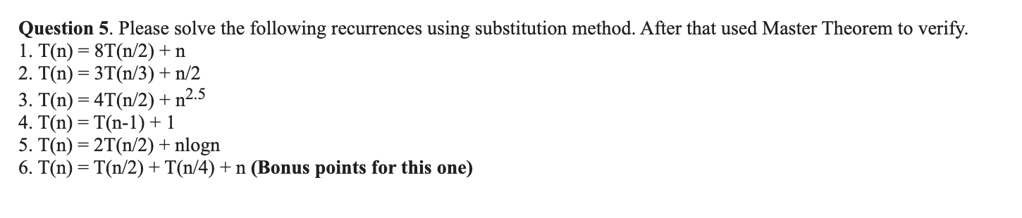 Question 5 . Please solve the following
