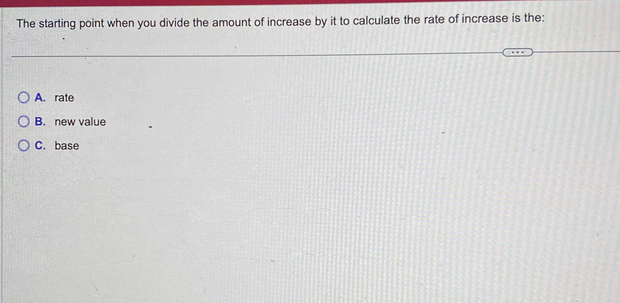 The starting point when you divide the amount of