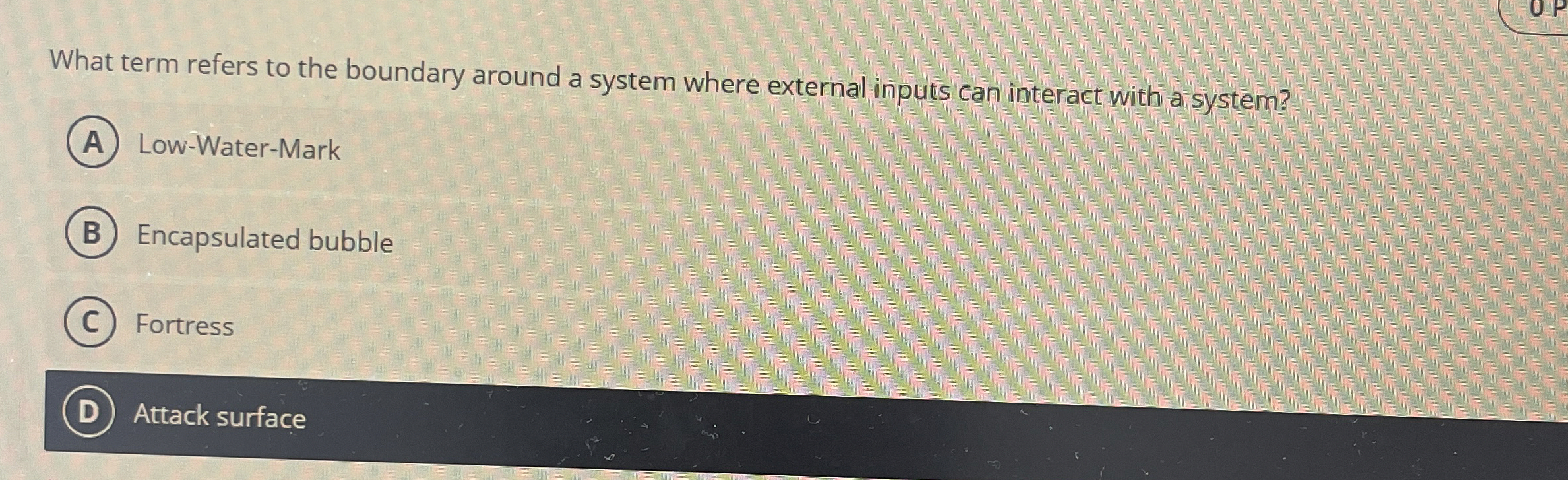What term refers to the boundary around a system