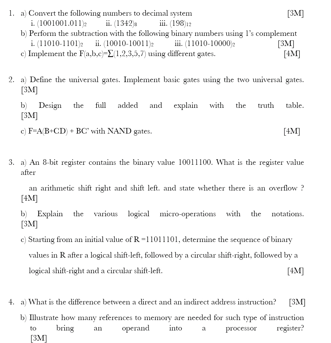 a ) Convert the following numbers to decimal