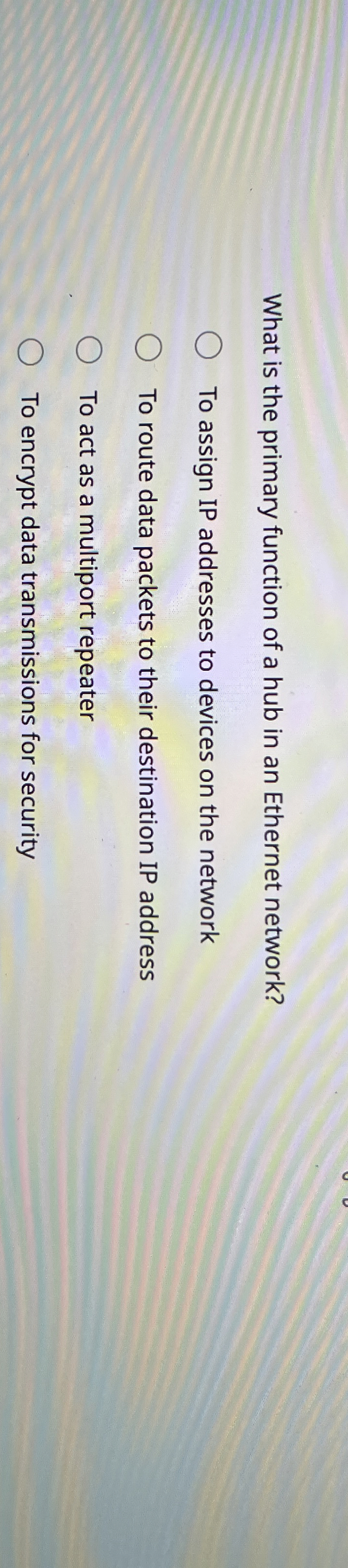 What is the primary function of a hub in an