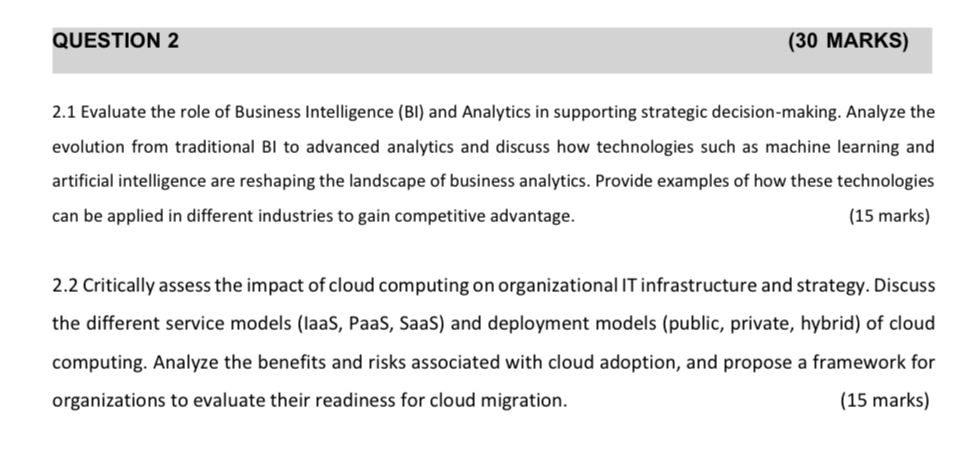 QUESTION 2 ( 3 0 MARKS ) 2 . 1 Evaluate the role