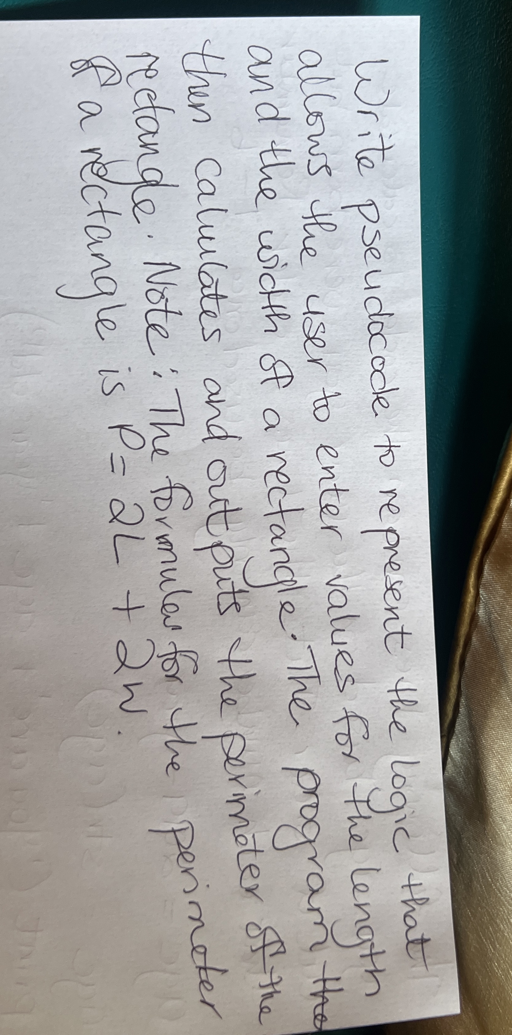 Write pseudocode to represent the logic that