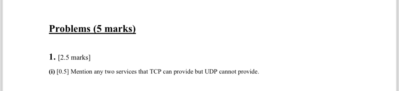 Problems ( 5 marks ) [ 2 . 5 marks ] ( i ) [ 0 .