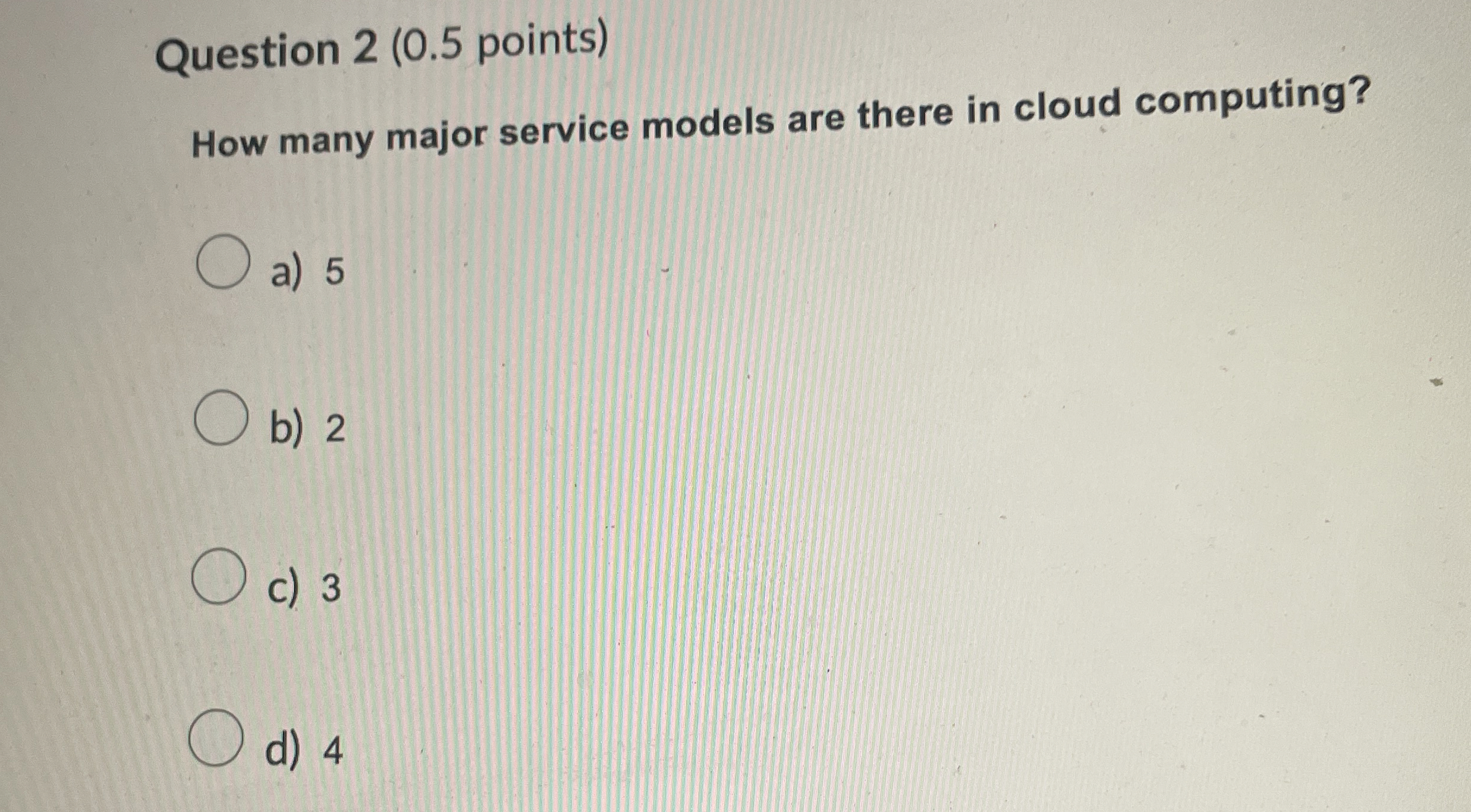 Question 2 ( 0 . 5 points ) How many major