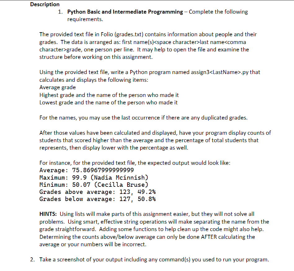 Description Python Basic and Intermediate