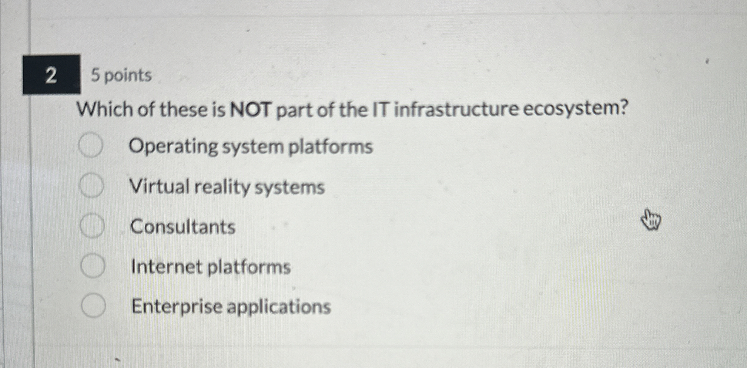 2 5 points Which of these is NOT part of the IT