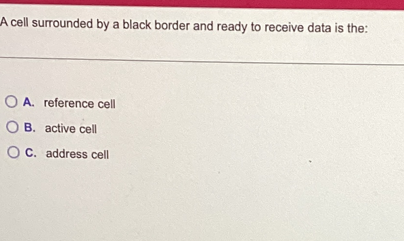 A cell surrounded by a black border and ready to