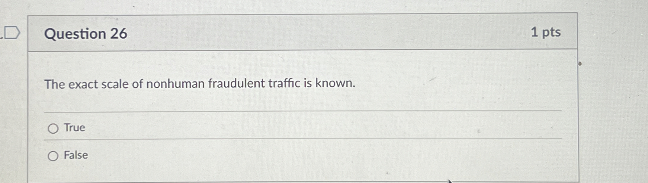 Question 2 6 1 pts The exact scale of nonhuman