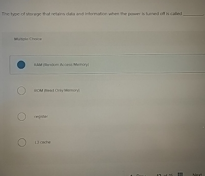 The type of storage that retains data and