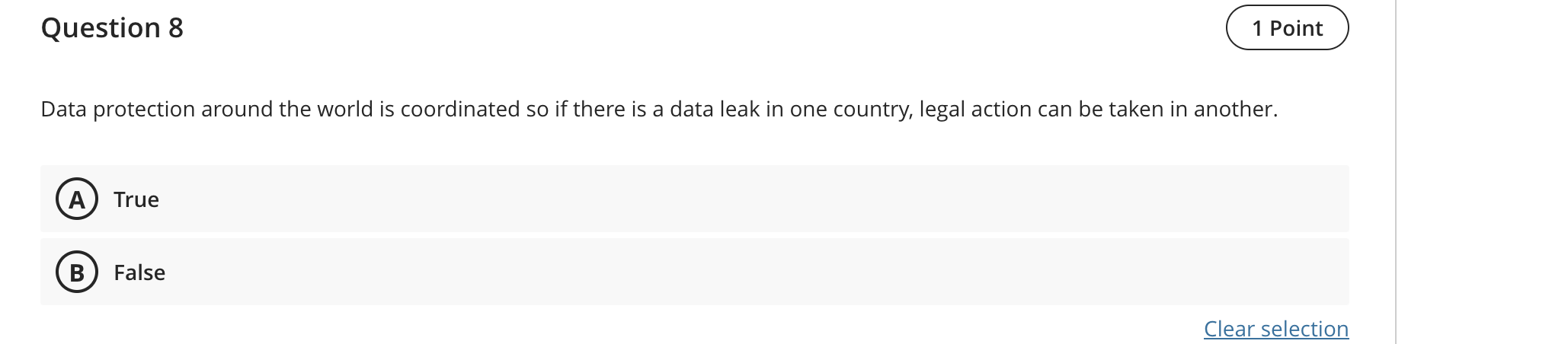 Question 8 Data protection around the world is