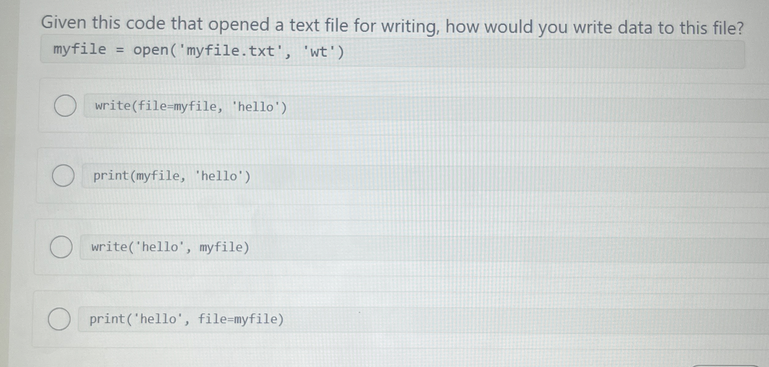 Given this code that opened a text file for