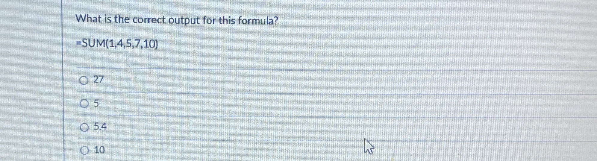 What is the correct output for this formula? ? S