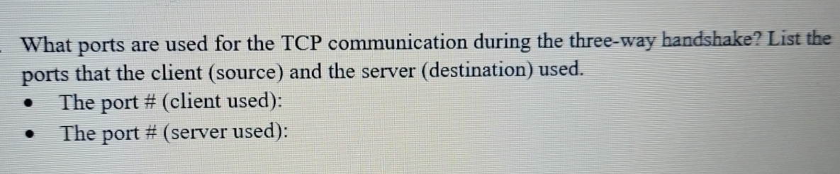 What ports are used for the TCP communication