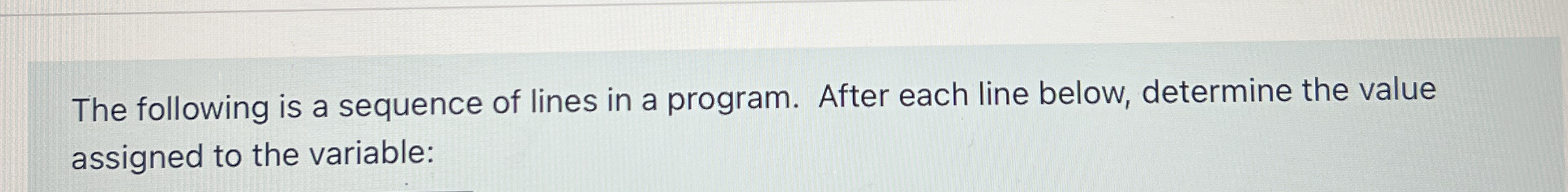 The following is a sequence of lines in a