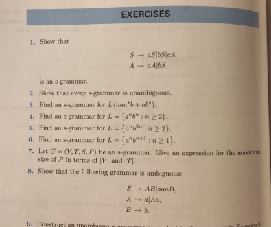 EXERCISES Show that S a S | b S | c A A a A | b S