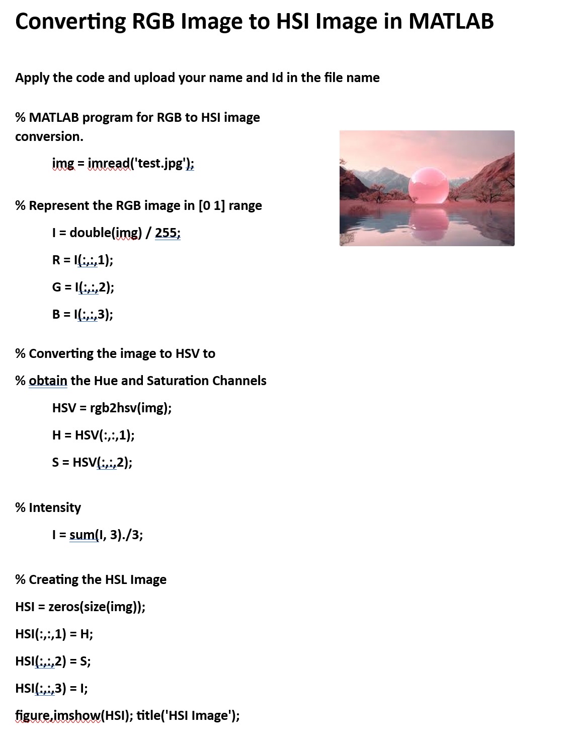 Steps for Converting RGB Image to HSI Image in