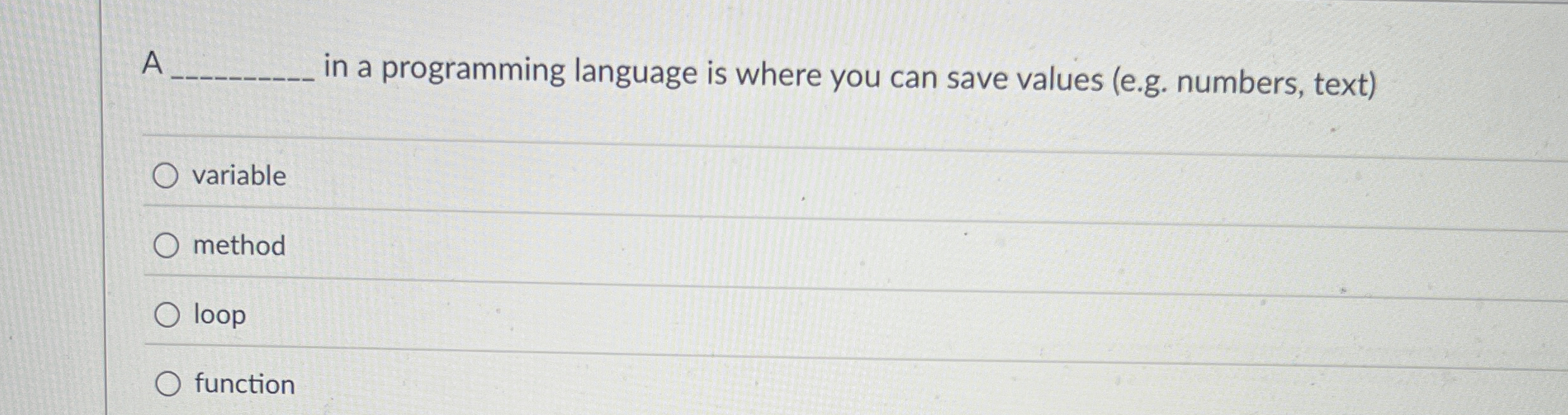 A in a programming language is where you can save
