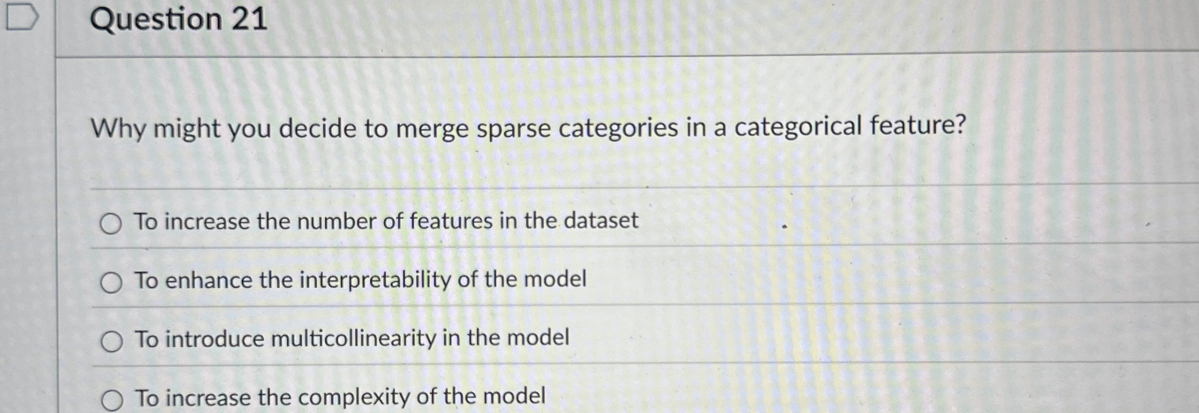 Question 2 1 Why might you decide to merge sparse