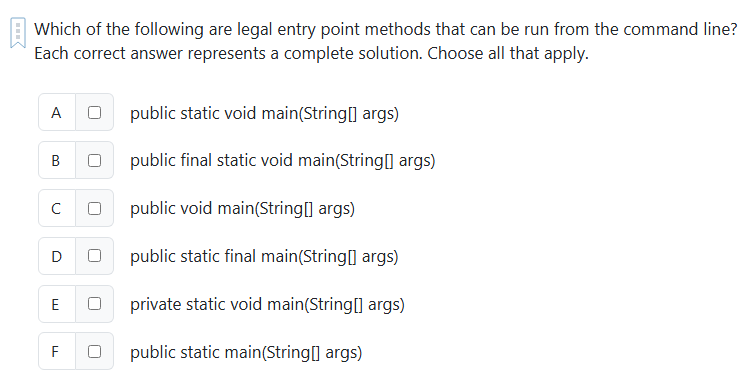 Which of the following are legal entry point