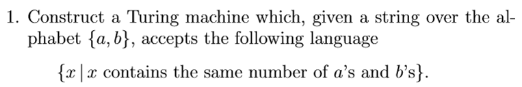 Construct a Turing machine which, given a string