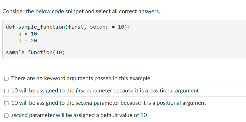Consider the below code snippet and select all