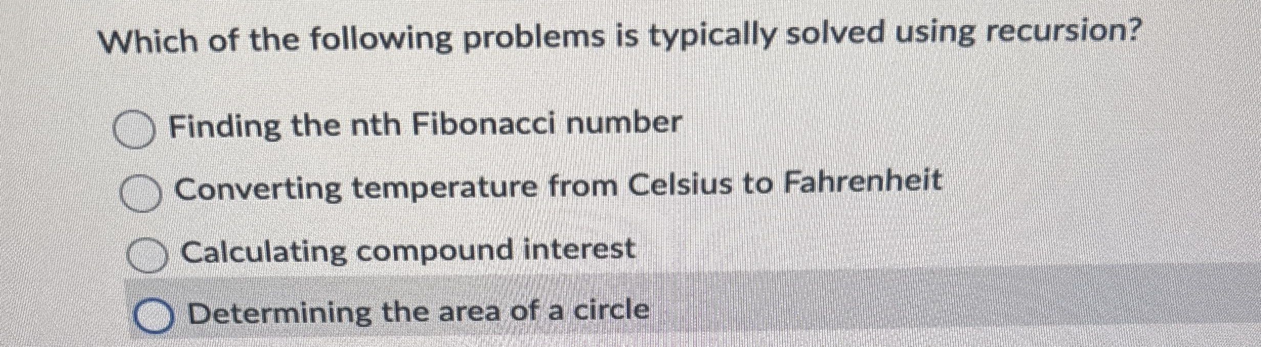 Which of the following problems is typically