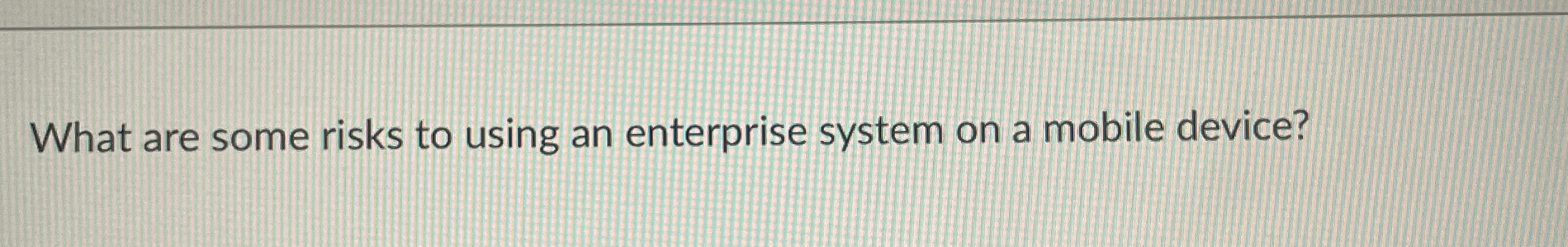 What are some risks to using an enterprise system
