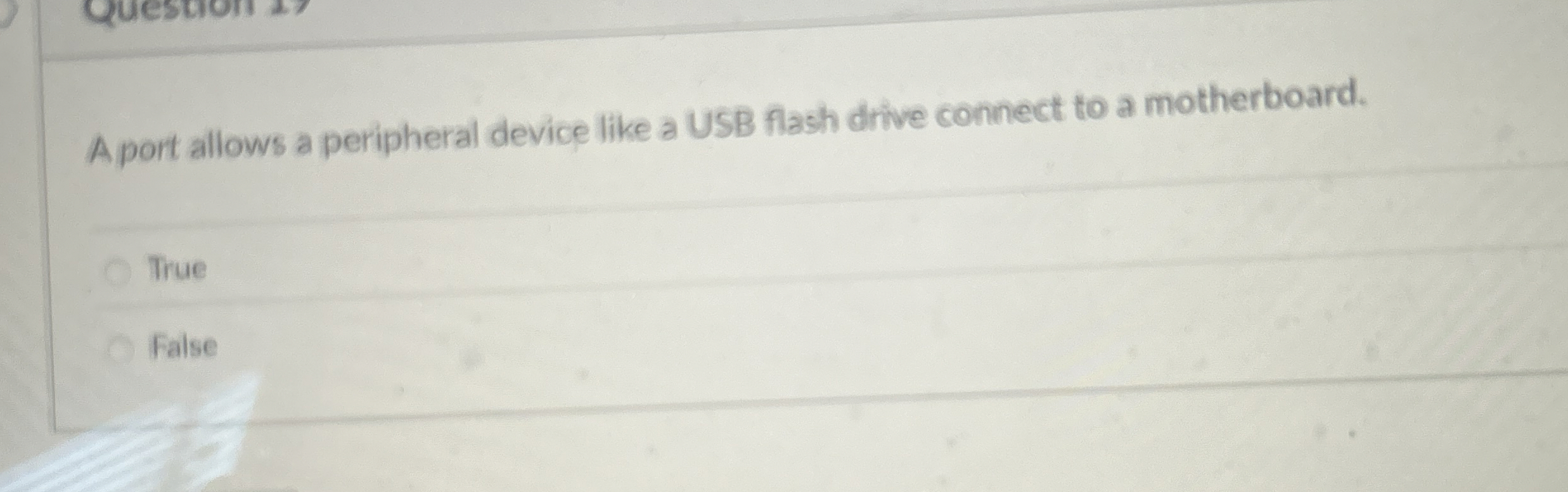 A port allows a peripheral device like a USB