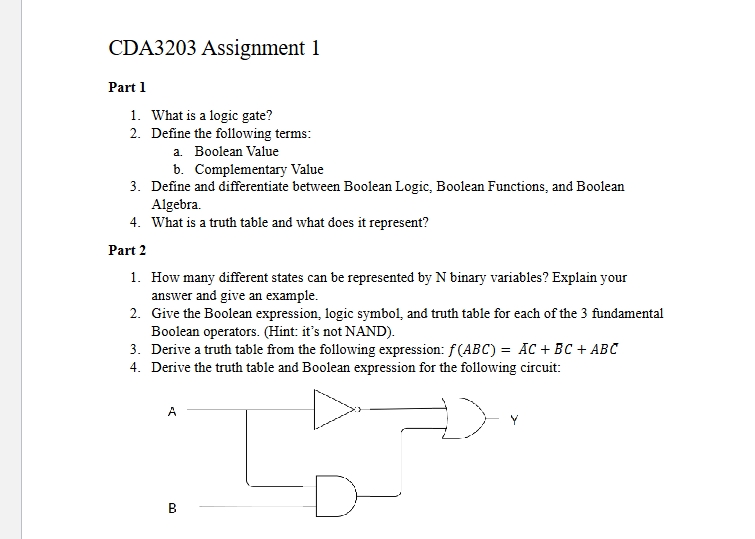 CDA 3 2 0 3 Assignment 1 Part 1 1 . What is a