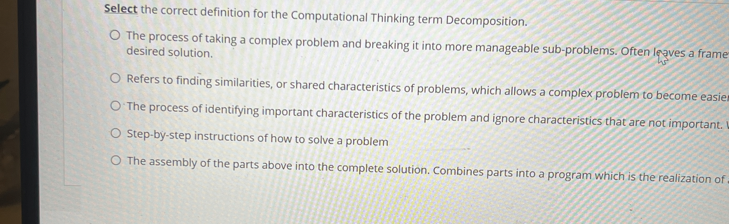 Select the correct definition for the