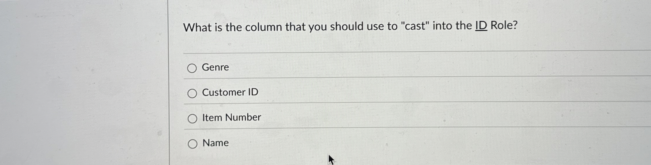 What is the column that you should use to "cast"