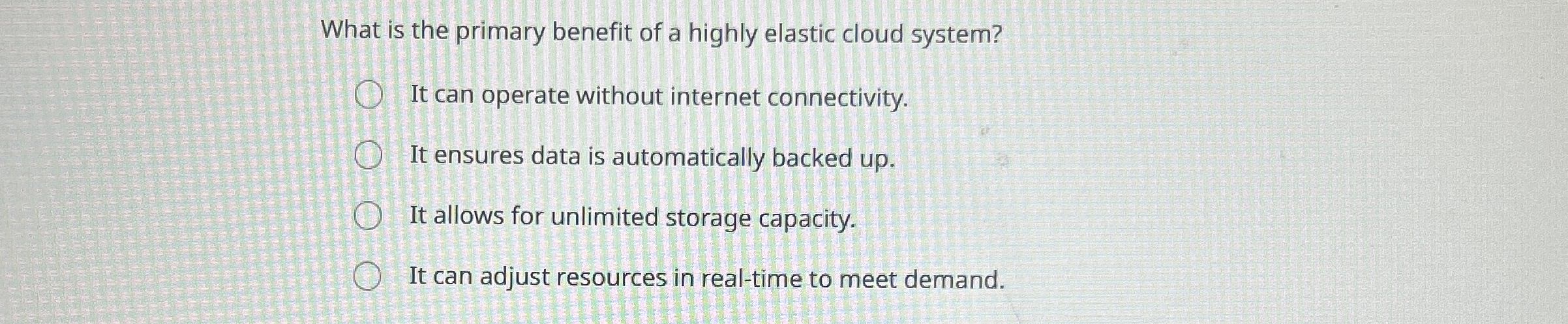 What is the primary benefit of a highly elastic