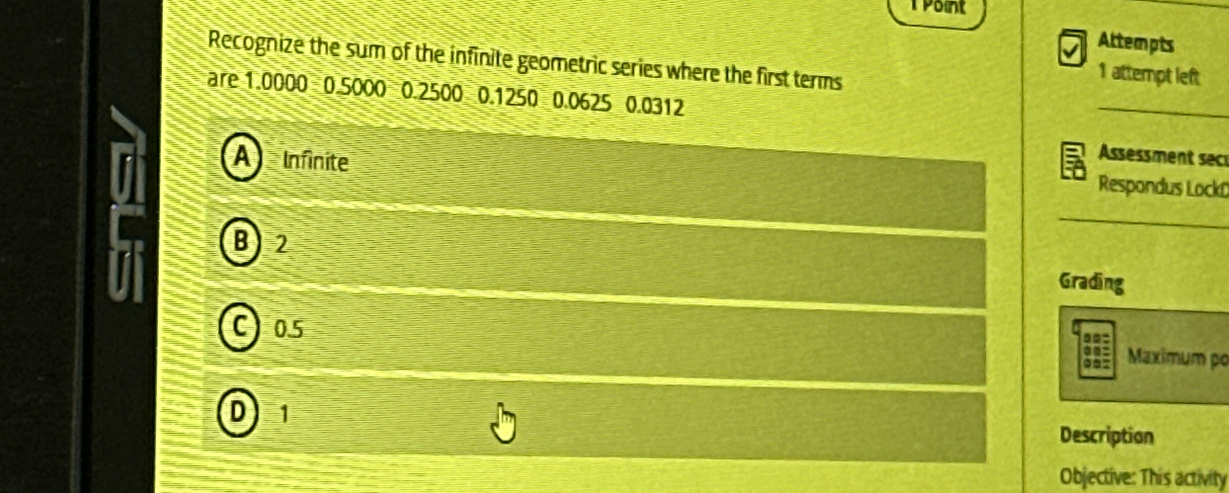 Recognize the sum of the infinite geometric