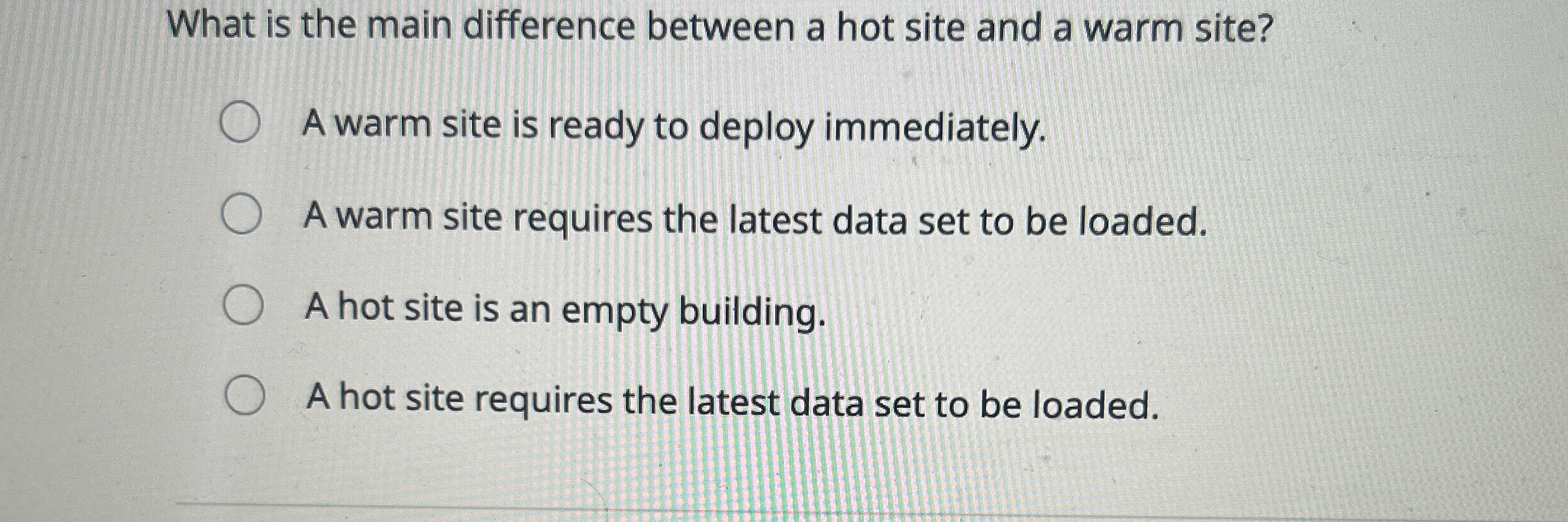 What is the main difference between a hot site