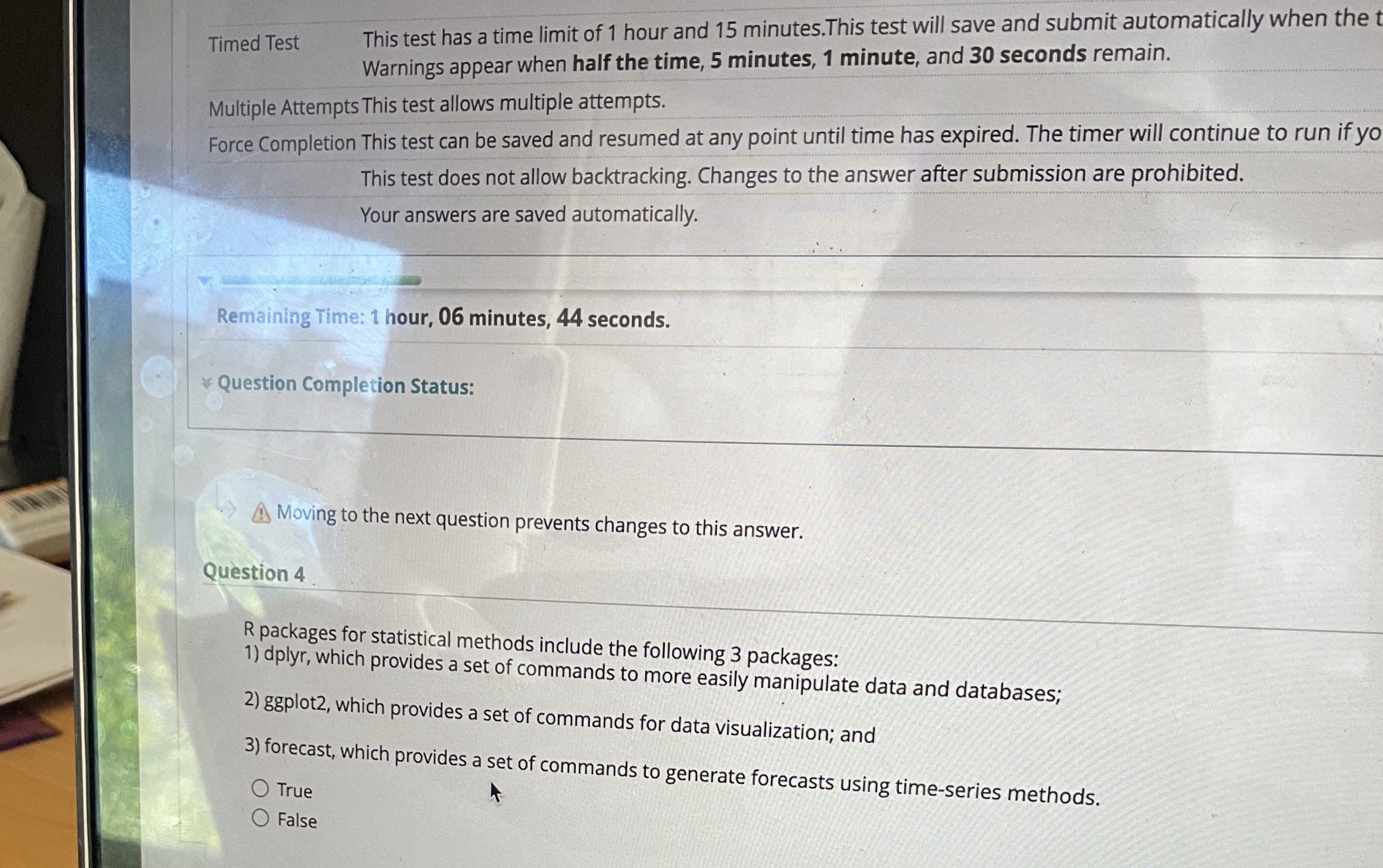 Timed Test , This test has a time limit of 1 hour