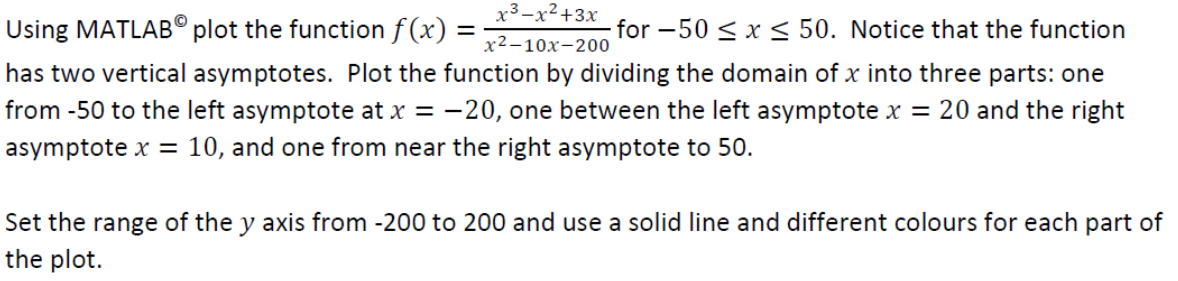 Using MATLAB ? o + plot the function f ( x ) = x