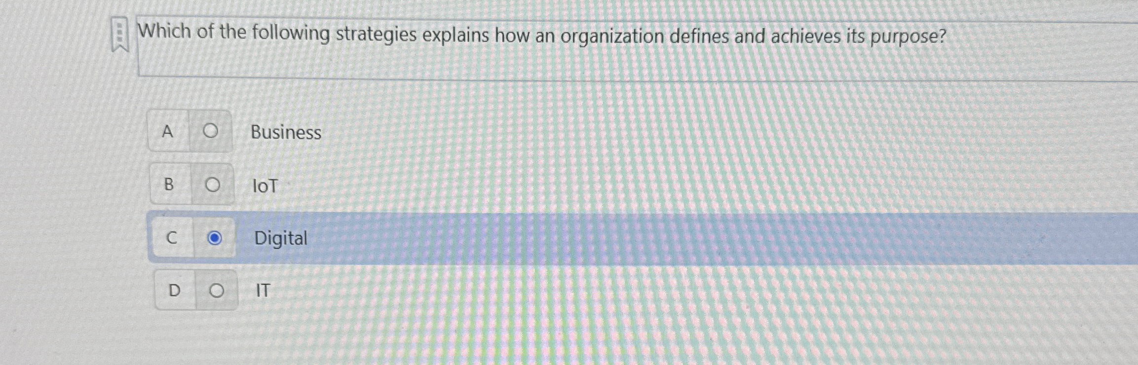 Which of the following strategies explains how an