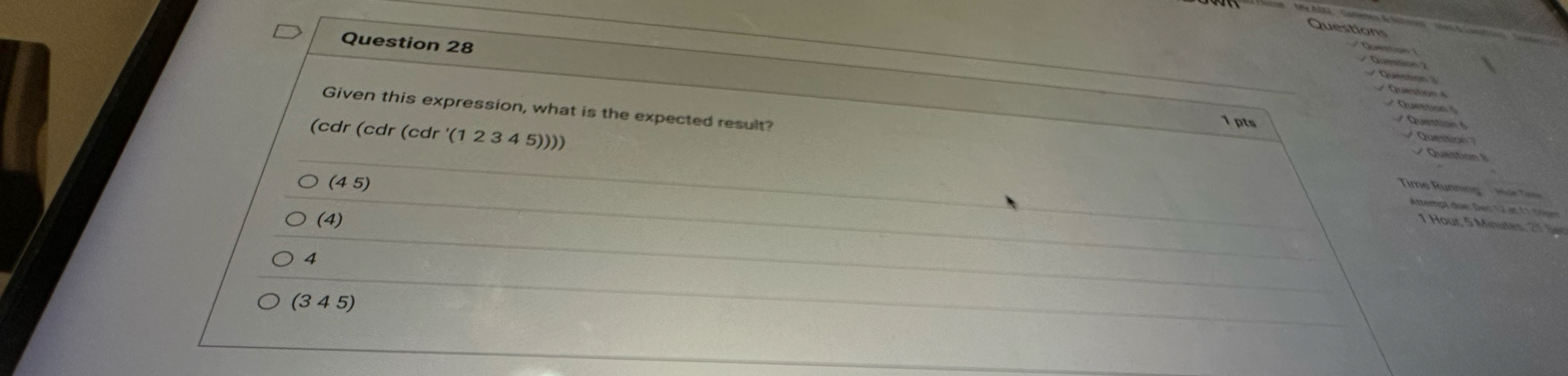 Question 2 8 Given this expression, what is the