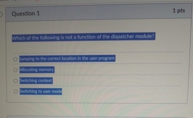 Question 1 1 pts Which of the following is not a