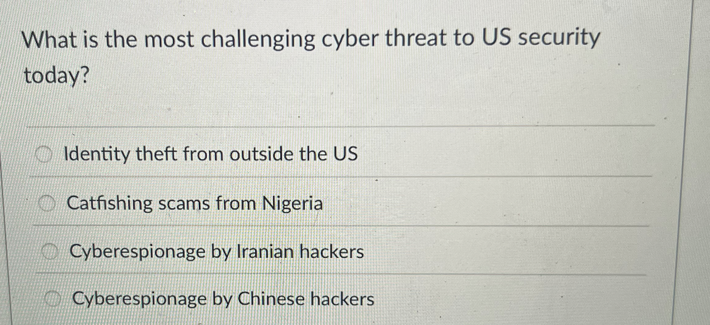 What is the most challenging cyber threat to US
