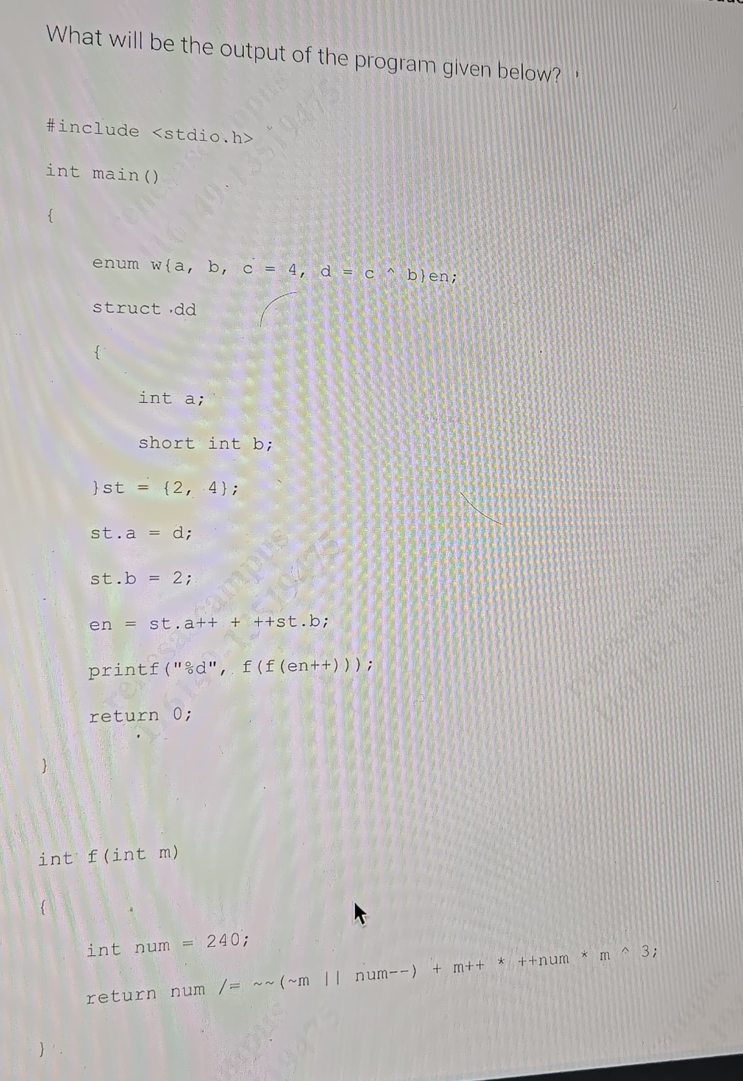 What will be the output of the program given