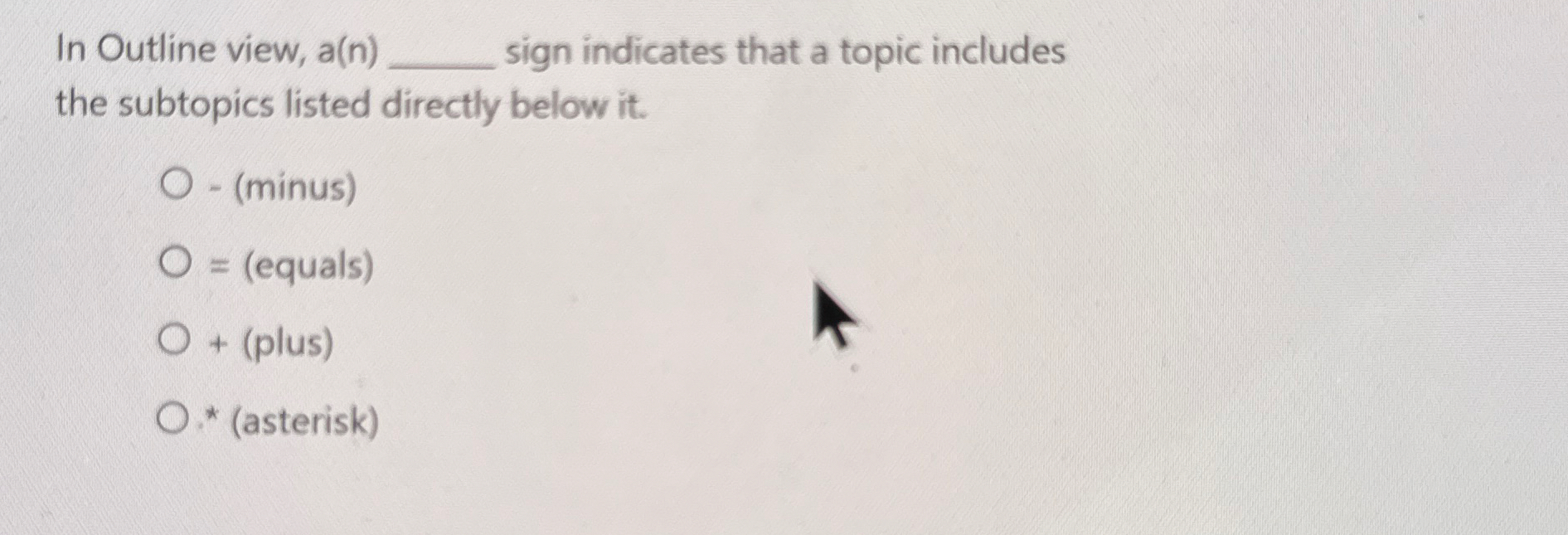 In Outline view, a ( n ) q , sign indicates that